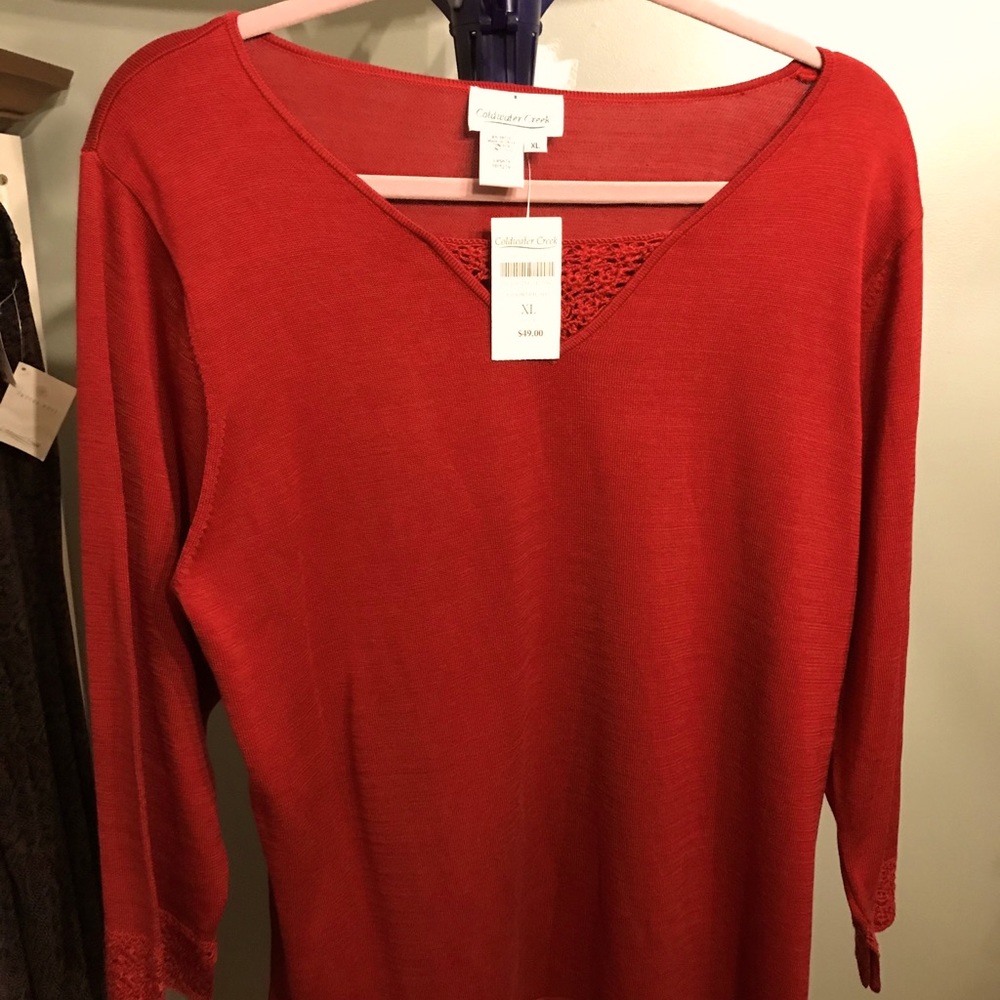 Coldwater Creek Crochet Detail Sweater NWT